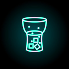 Poster - carbonated juice in glass neon icon. Elements of fast food set. Simple icon for websites, web design, mobile app, info graphics