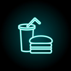 Poster - fast food neon icon. Elements of fast food set. Simple icon for websites, web design, mobile app, info graphics