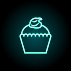 Poster - cup cake neon icon. Elements of fast food set. Simple icon for websites, web design, mobile app, info graphics