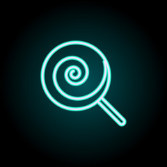 Poster - lollipop neon icon. Elements of fast food set. Simple icon for websites, web design, mobile app, info graphics