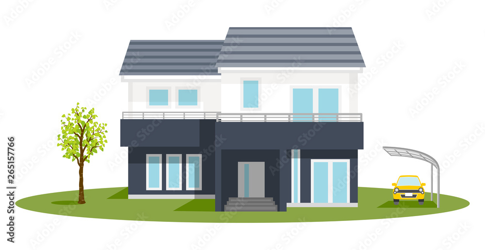 Exterior of the residential house, front view Stock Vector | Adobe Stock