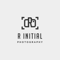 r initial photography logo template vector design