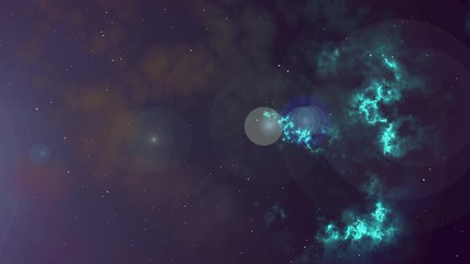 Wall Mural - Illustration of glowing flicker blue nebula and stars