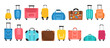 Baggage for travel set. Big collection of various suitcase