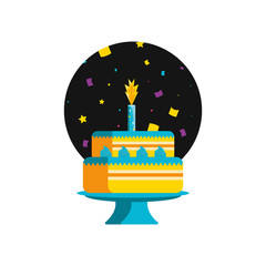 Sticker - sweet cake of birthday with candle