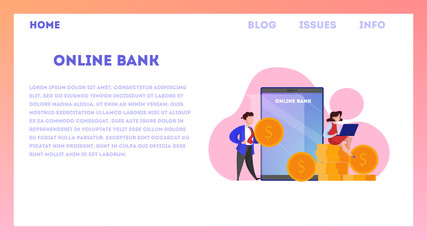 Wall Mural - Online banking web banner concept. Making financial operations