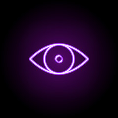 Poster - eye neon icon. Elements of media, press set. Simple icon for websites, web design, mobile app, info graphics