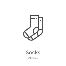 Socks Icon Vector From Clothes Collection. Thin Line Socks Outline Icon Vector Illustration. Outline, Thin Line Socks Icon For Website Design And Mobile, App Development.