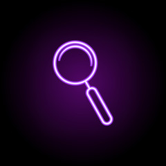 Poster - magnifier neon icon. Elements of media, press set. Simple icon for websites, web design, mobile app, info graphics