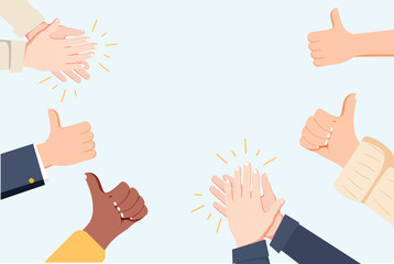 human hands clapping. applaud hands. vector illustration in flat style. many hands clapping ovation 