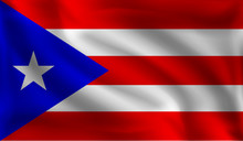 Waving Puerto Rico Flag, The Flag Of Puerto Rico, Vector Illustration