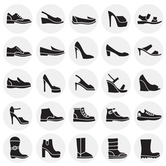 Poster - shoes icons set on background for graphic and web design. simple vector sign. internet concept symbo