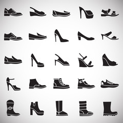 Poster - Shoes icons set on background for graphic and web design. Simple vector sign. Internet concept symbol for website button or mobile app.
