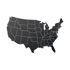 Map of USA in black color. Vector illustration isolated on white background