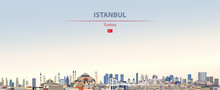 Vector Illustration Of Istanbul City Skyline On Colorful Gradient Beautiful Daytime Background