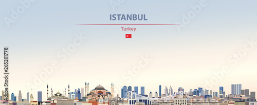 Vector illustration of Istanbul city skyline on colorful gradient beautiful dayt Wallpaper Mural