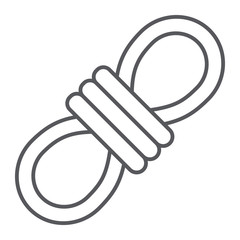 Poster - Rope thin line icon, camping and tourism, knot sign, vector graphics, a linear pattern on a white background