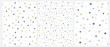 Set of 3 Geometric Seamless Vector Pattern with Blue, Gold and Gray Dots, Triangles, Stars Isolated on a White Background. Simple Lovely Confetti Rain. Bright Starry Layout. Cute Doted Vector Design.