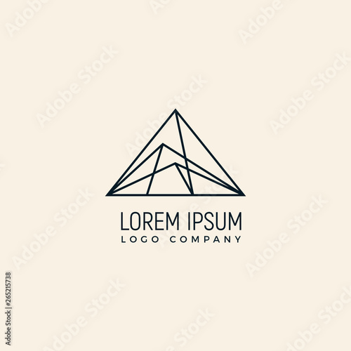 Mountain Peak With Modern Line Art Style And Geometric Logo Design