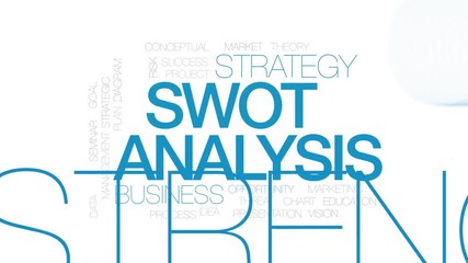Wall Mural - swot analysis animated word cloud. kinetic typography.