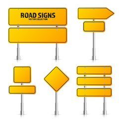 Wall Mural - road yellow traffic signs set. blank board with place for text. mockup. isolated information sign. d