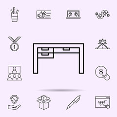 Poster - office table icon. Universal set of web mix for website design and development, app development