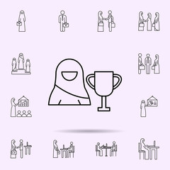 Poster - trophy, Muslim businesswoman icon. Universal set of muslim businesswoman for website design and development, app development