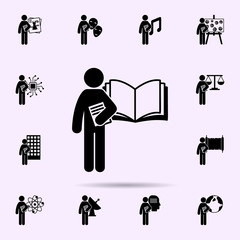 Aufkleber - man with language degree icon. Universal set of student degree for website design and development, app development