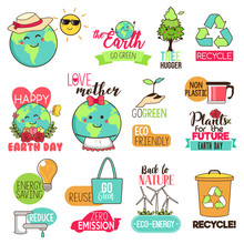 Save The Earth Happy Earth Day Cliparts Illustration