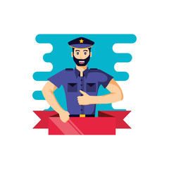 Wall Mural - police officer with ribbon avatar character