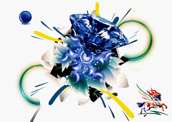 Canvas Print - 3d rendering illustration of a unique diamond pursing out of a white paper with a drawn logo horse o