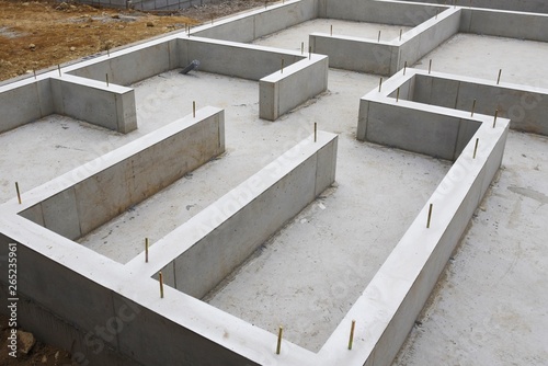 Fotografía Foundation work of housing construction