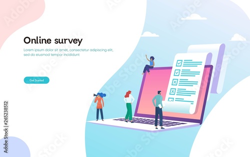 Online Polling Survey Vector Illustration Concept People Filling - 