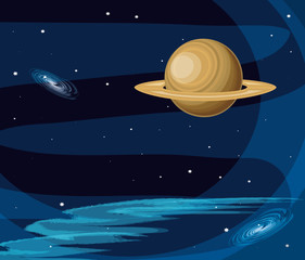 Canvas Print - saturn planet scene space