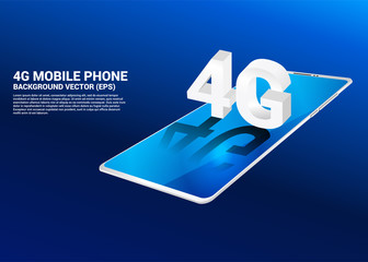 Poster - 3D isometric 4G on mobile phone. Concept for telecommunication technology and networking .