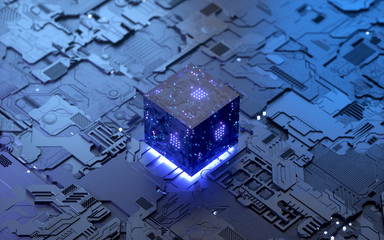 Wall Mural - Central Computer Processors CPU concept. 3d rendering,conceptual image.