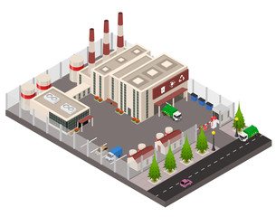 Sticker - Recycling Plant Concept 3d Isometric View. Vector