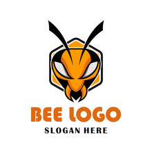 Bee Wasp Hexagon Logo Design Illustration For Game, Team, Military Company And Other