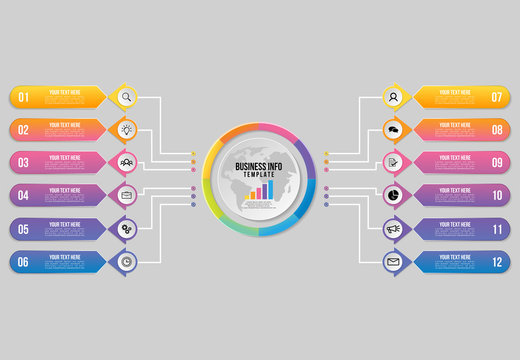 Vector Infographics Elements Template Design with Marketing Icons and options Steps can be used for presentation, diagrams, annual reports, workflow layout