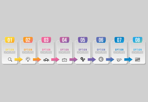 Vector Infographics Elements Template Design with Marketing Icons and options Steps can be used for presentation, diagrams, annual reports, workflow layout