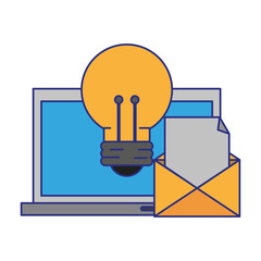 Poster - computer with light bulb and envelope