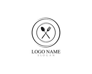 Sticker - fork and spoon logo template