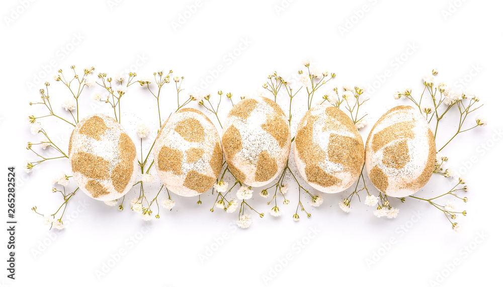 Beautiful Easter eggs on white background