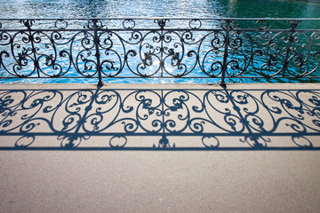 Old wrought iron railing on a walkway in Lucerne (Switzerland)