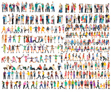 Vector, Isolated, Set Of People Silhouettes, Flat Style