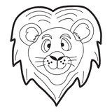 Fototapeta Dinusie - Cartoon doodle illustration of lion head (lion face) for coloring book, t-shirt print design, greeting card