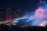 Fototapeta Boho - Bosphorus Bridge and firework