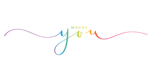 Sticker - MISSING YOU rainbow brush calligraphy banner