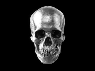 3D rendering silver skull isolated