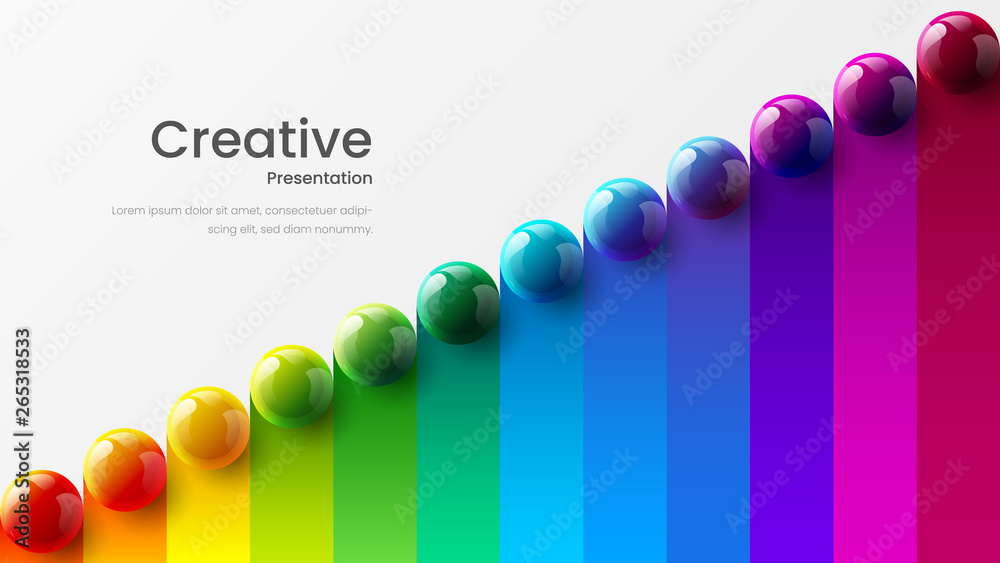 Amazing abstract vector 3D colorful balls illustration template for poster, flyer, magazine, journal, brochure, book cover. Corporate web site landing page minimal background and banner design layout. - obrazy, fototapety, plakaty 